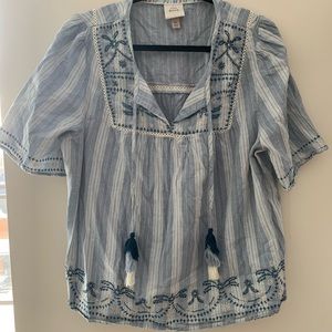 Embroidered Peasant Top